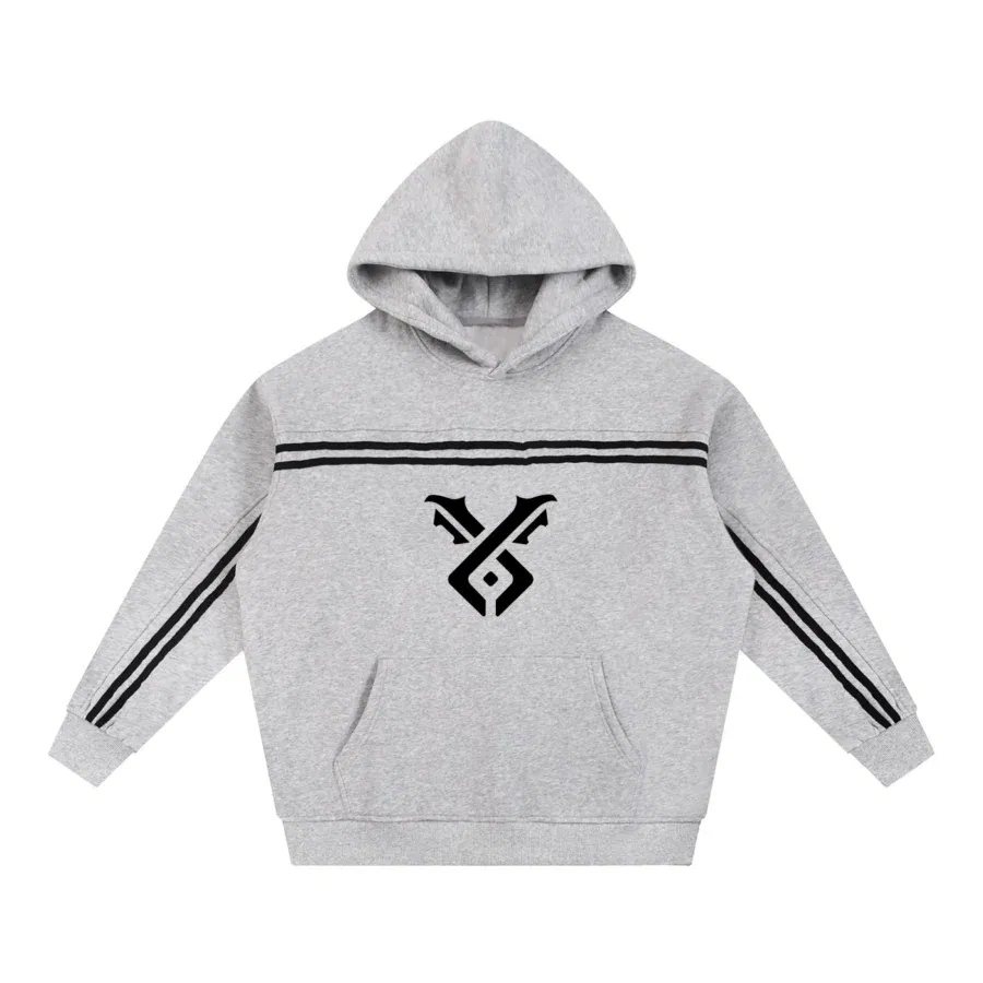 Sun Fade Contrast Tape  Hoodie - gray