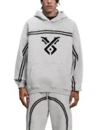 Sun Fade Contrast Tape  Hoodie - gray