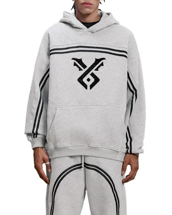 Sun Fade Contrast Tape  Hoodie - gray