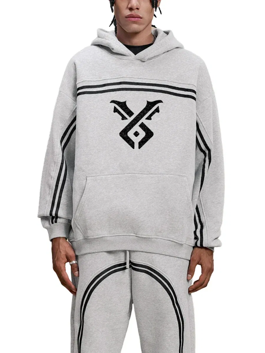 Sun Fade Contrast Tape  Hoodie - gray